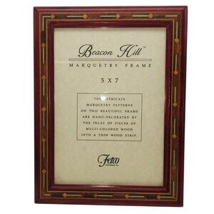 Beacon Hill 5x7 Wood Frame by Fetco Hand Decorated Marquetry Inlay